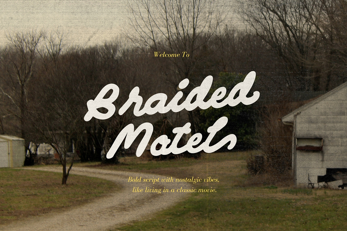Braided Motel Movie Bold Script, a Script Font by Sloulyfe (Photo 1 of 9)