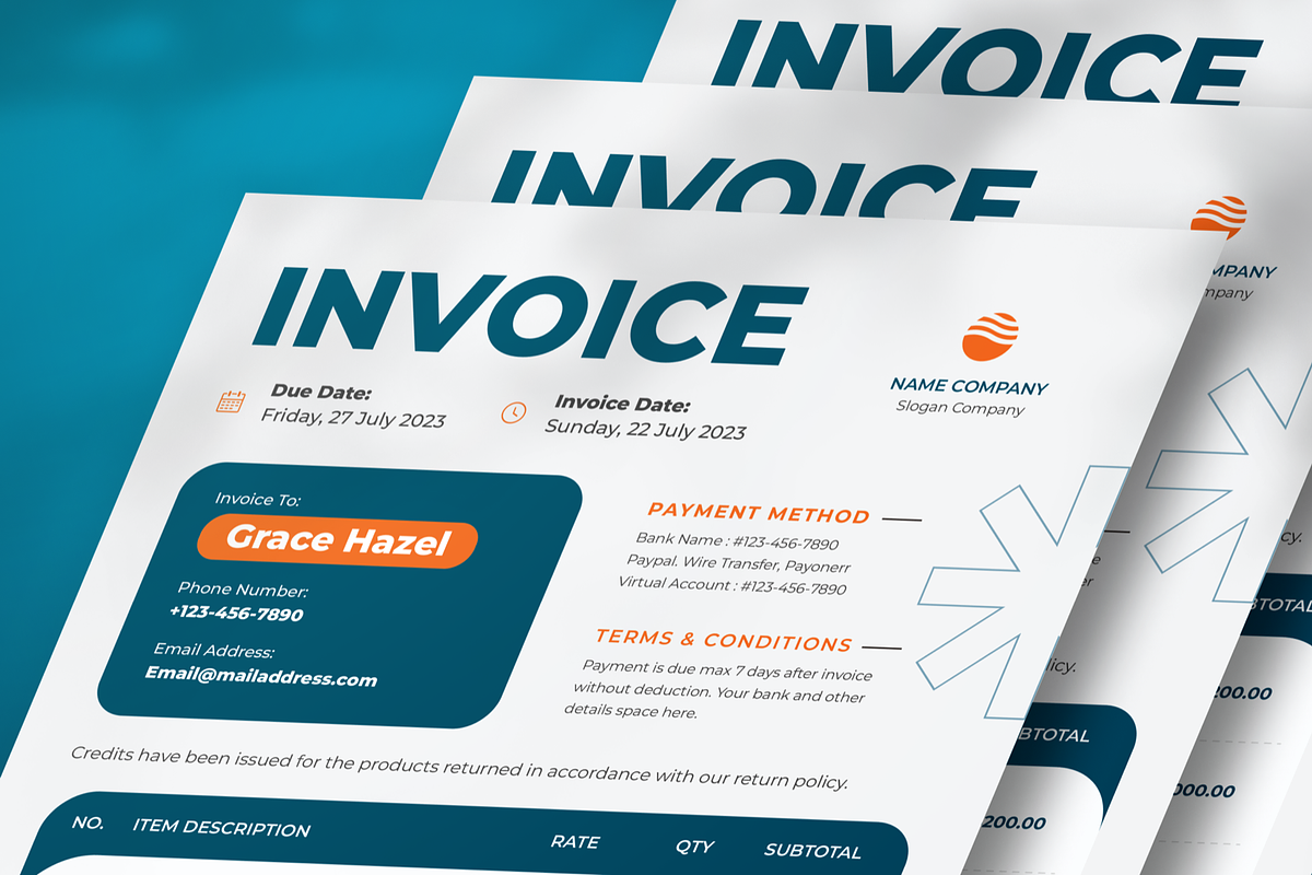 Blazy Modern Invoice, a Print Template by SquidPixey (Photo 2 of 6)