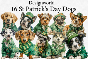 St Patrick's Day Dogs Clipart, an Illustration by Designworld