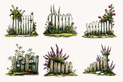 Watercolor Fence with Flowers, a Seasonal Illustration by Designworld (Thumbnail 4 of 9)