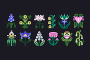 Abstract flowers set + backgrounds, a Decorative Illustration by PaperTrident (Thumbnail 1 of 16)