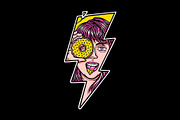 woman holding a donut with lightning, an Illustration by gunaonedesign (Thumbnail 1 of 4)