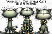 Whimsical Christmas Cats Clipart, an Illustration by Craft Nest (Thumbnail 1 of 6)