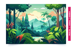 A vibrant illustration of a lush tro, an Illustration by Tanuart