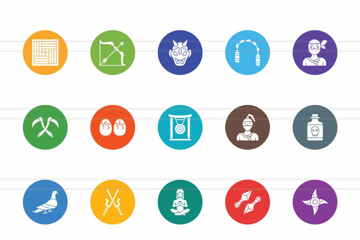 45 Ninja Flat Round Icons, an Icon by IconBunny (Photo 2 of 2)