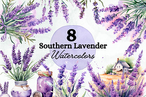 Southern Lavender Watercolor Clipart