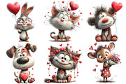 Valentine Animals Watercolor Clipart, an Illustration by Pixels.Craft (Thumbnail 5 of 5)