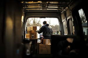 Delivery driver unloading boxes from, a Photo by Iftikhar Alam