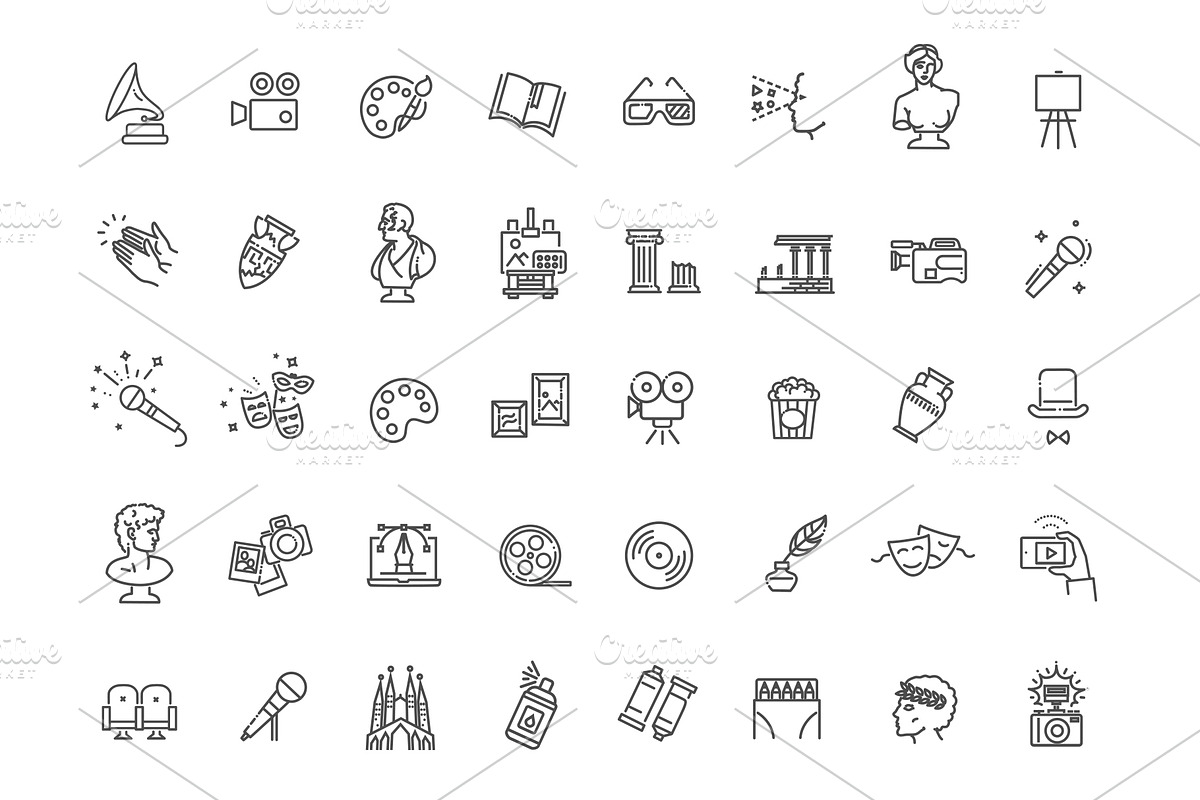 Art and Сulture line icons, an Outline Icon by Tettygreen (Photo 3 of 3)