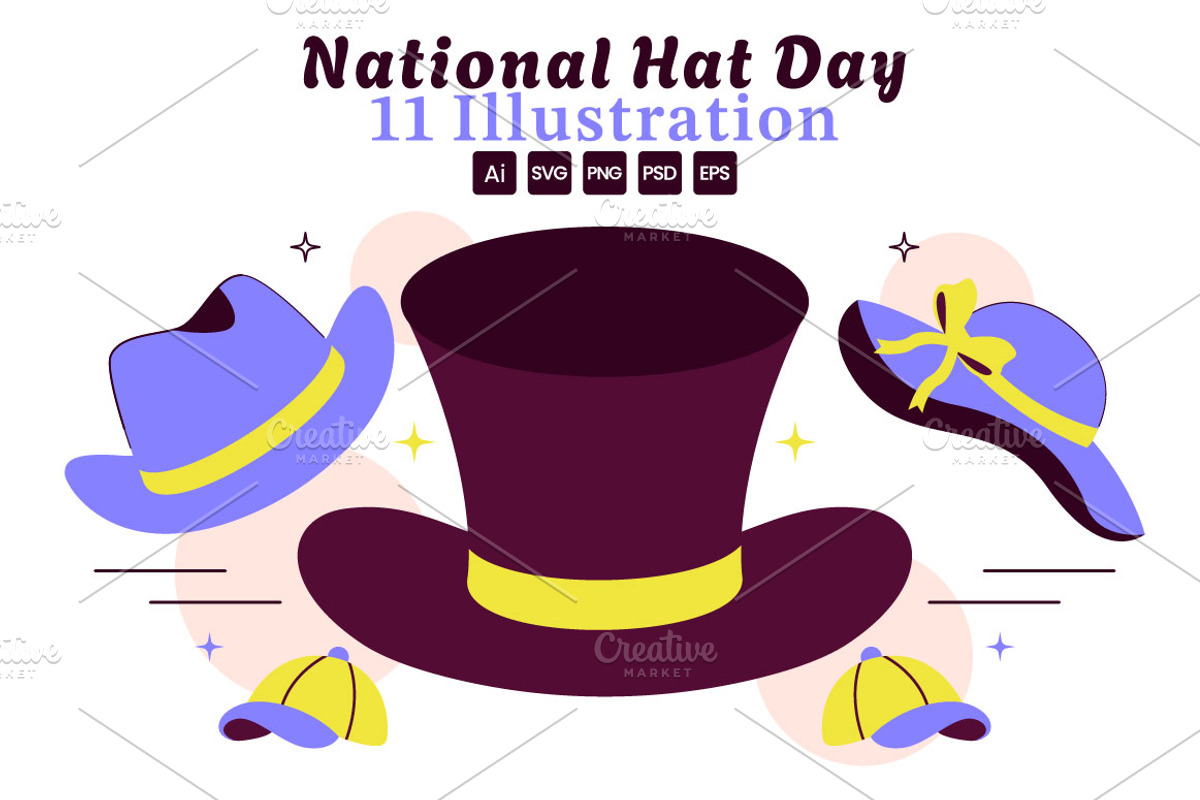 11 National Hat Day Illustration, a Person Illustration by denayunebgt (Photo 1 of 5)