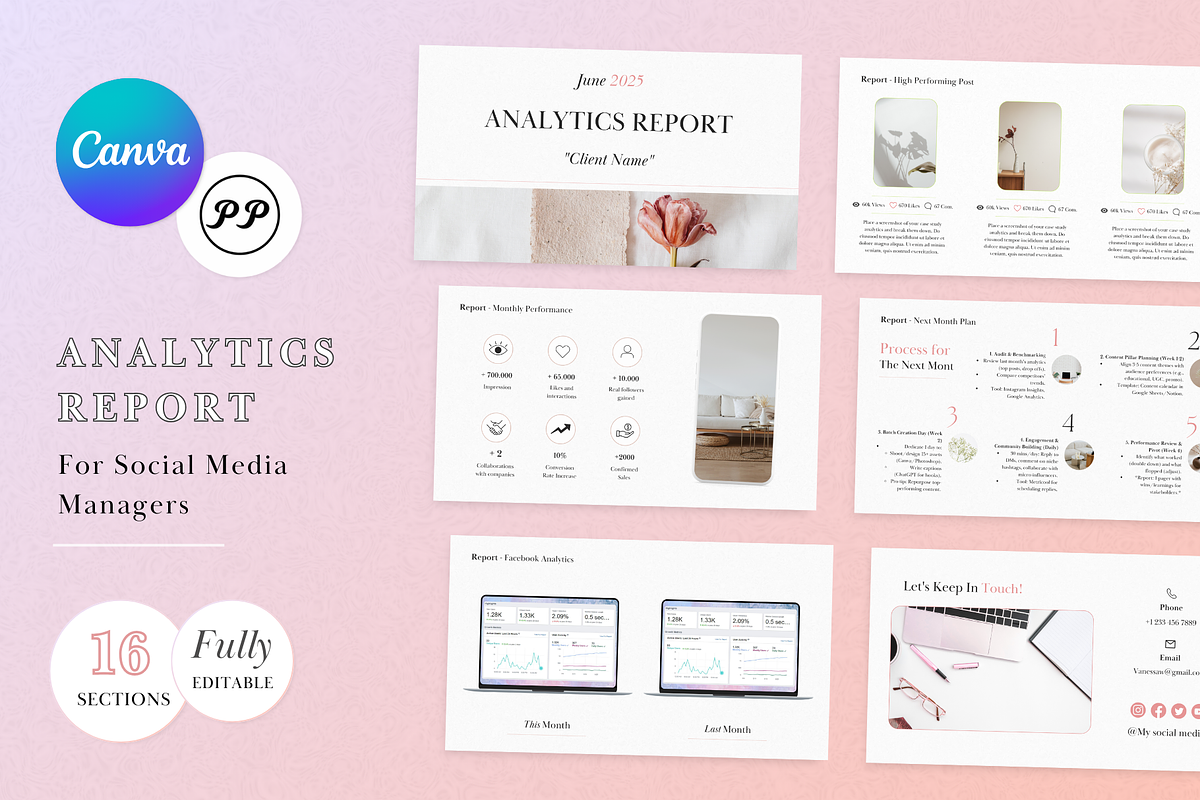 Social Media Analytics Report, a Presentation Template by PittaFinePrint (Photo 1 of 6)