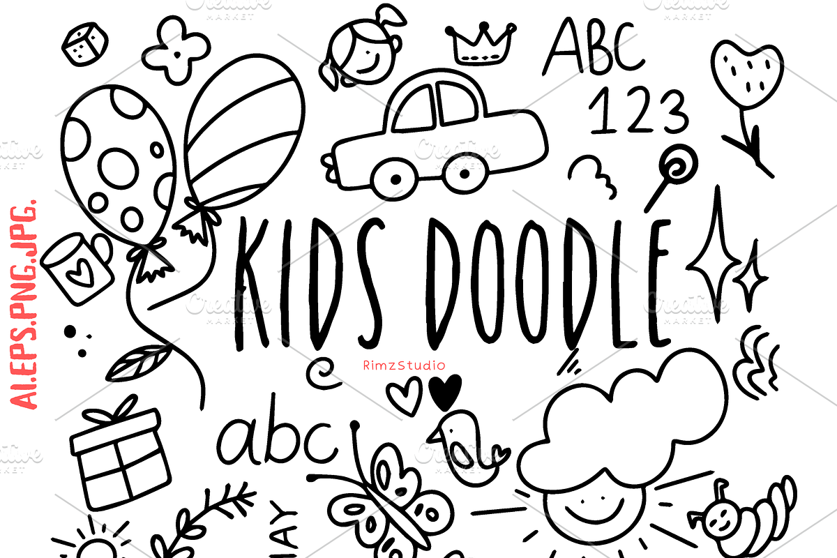 Hand Drawn Kids Doodle, an Illustration by RimzStudio (Photo 1 of 3)