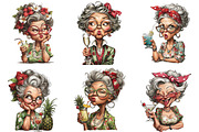 Funny Senior Lady Drinking Cocktail, an Illustration by Craft Nest (Thumbnail 7 of 9)