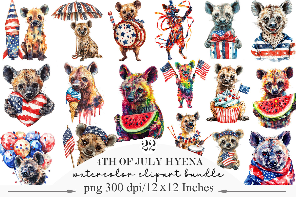 4th of July Hyena Sublimation, an Illustration by Designking (Photo 1 of 5)