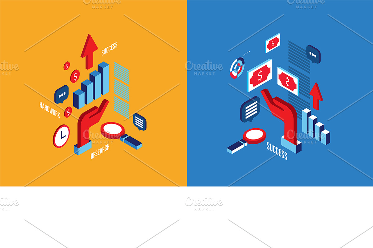 Successful business isometric banner, a Work Illustration by Anttoniu (Photo 3 of 3)