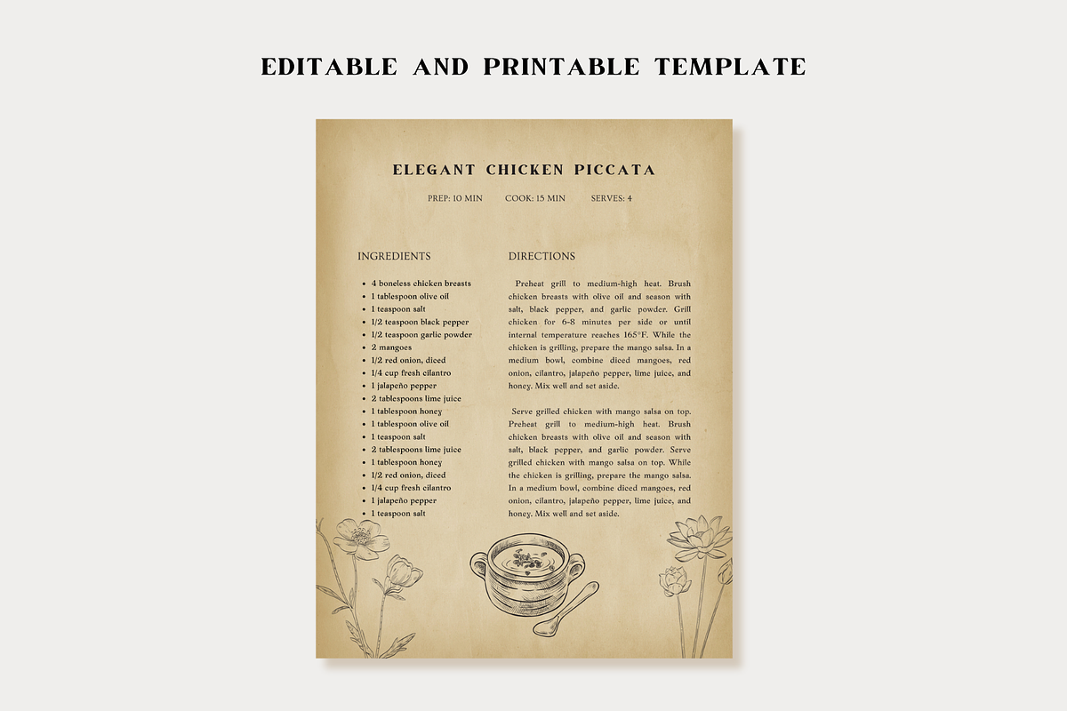 Vintage Recipe Template Canva, a Templates & Theme by OrganizationOasisRo (Photo 3 of 10)