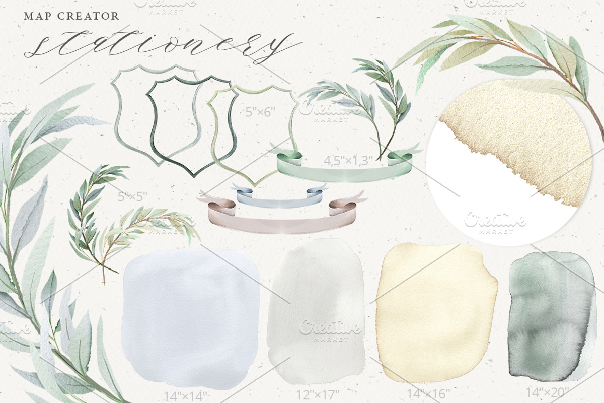 MAP wedding watercolor clip art, an Illustration by GrafikBoutique (Photo 8 of 10)