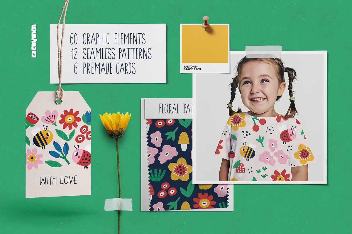 Modern Floral Clipart & Patterns, a Seasonal Illustration by Ejevyaka (Photo 2 of 8)