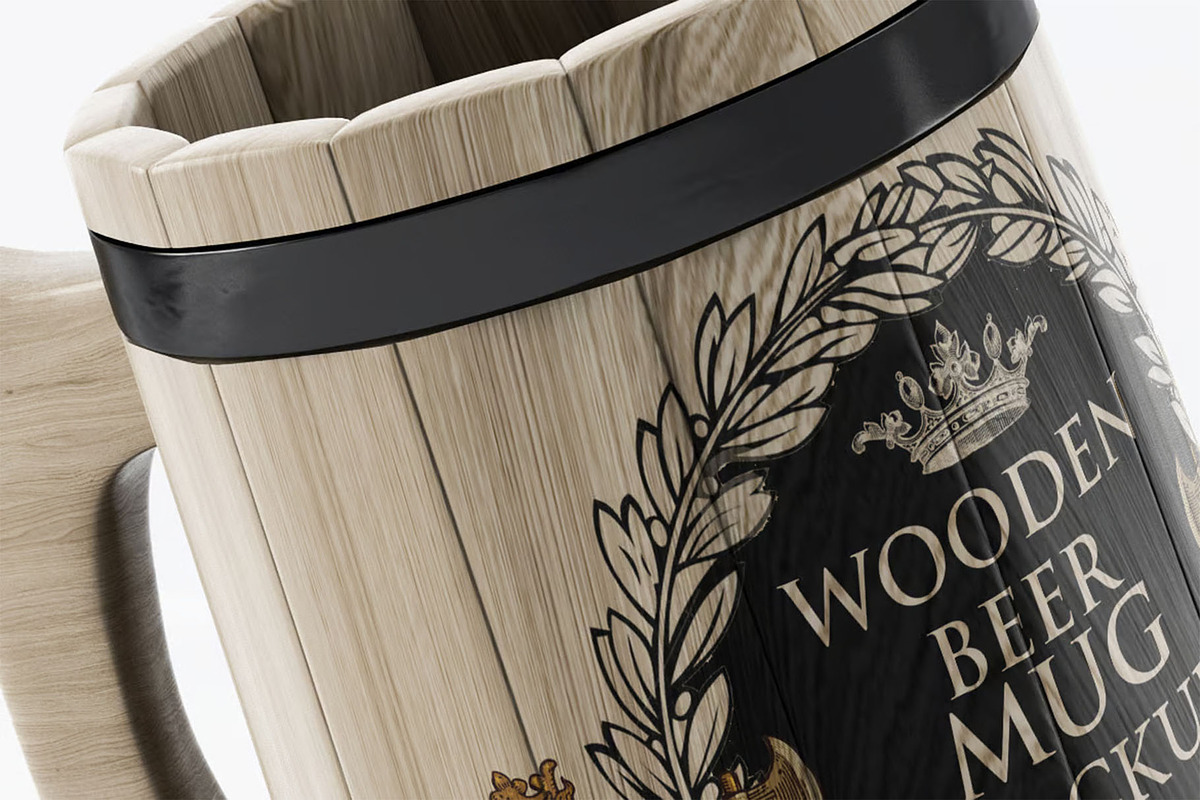 Wooden Beer Mug Mock-Up, a Product Mockup by DesignRushMarket (Photo 7 of 9)