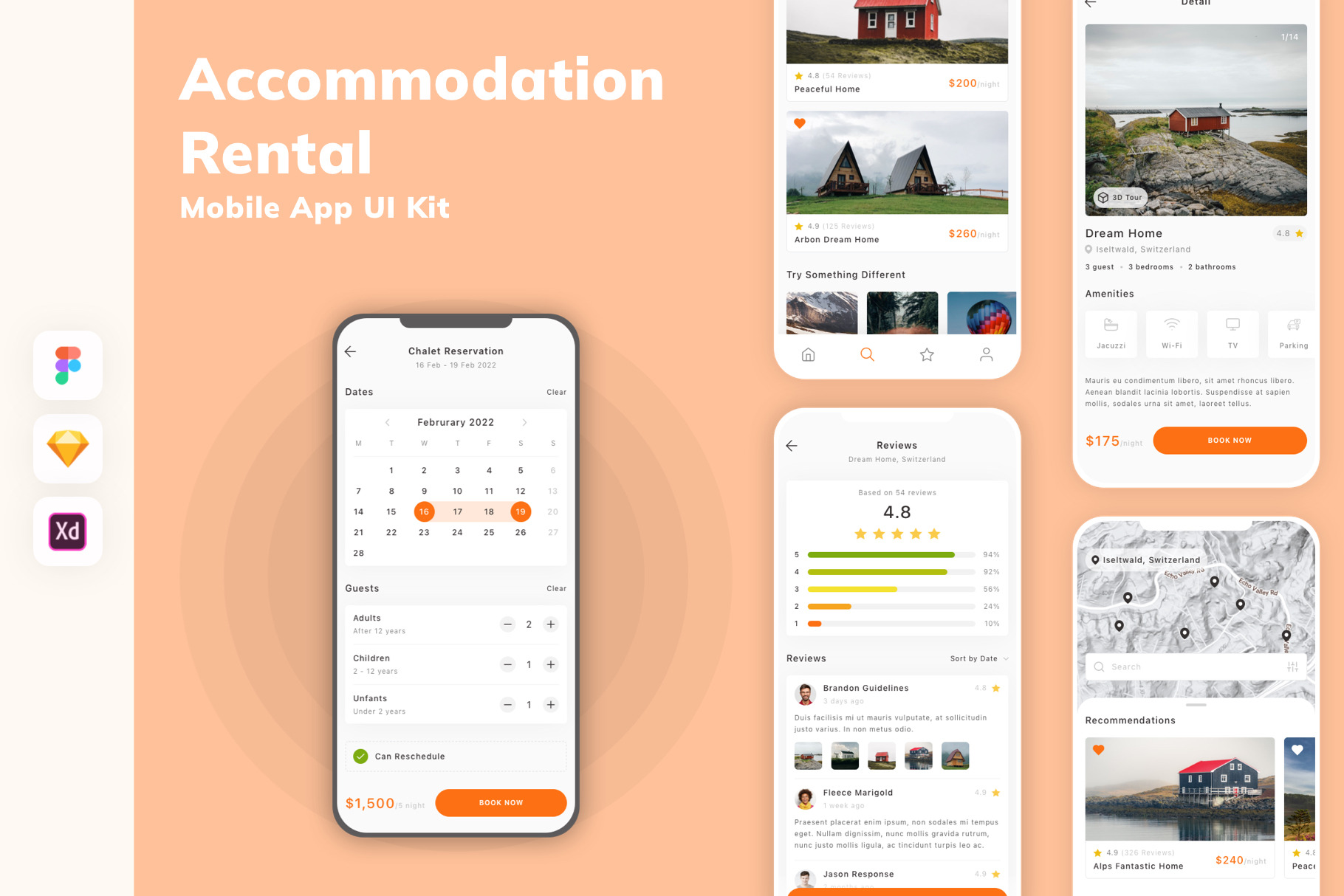 Accommodation Rental App UI Kit, an UI Kit Template by uicube