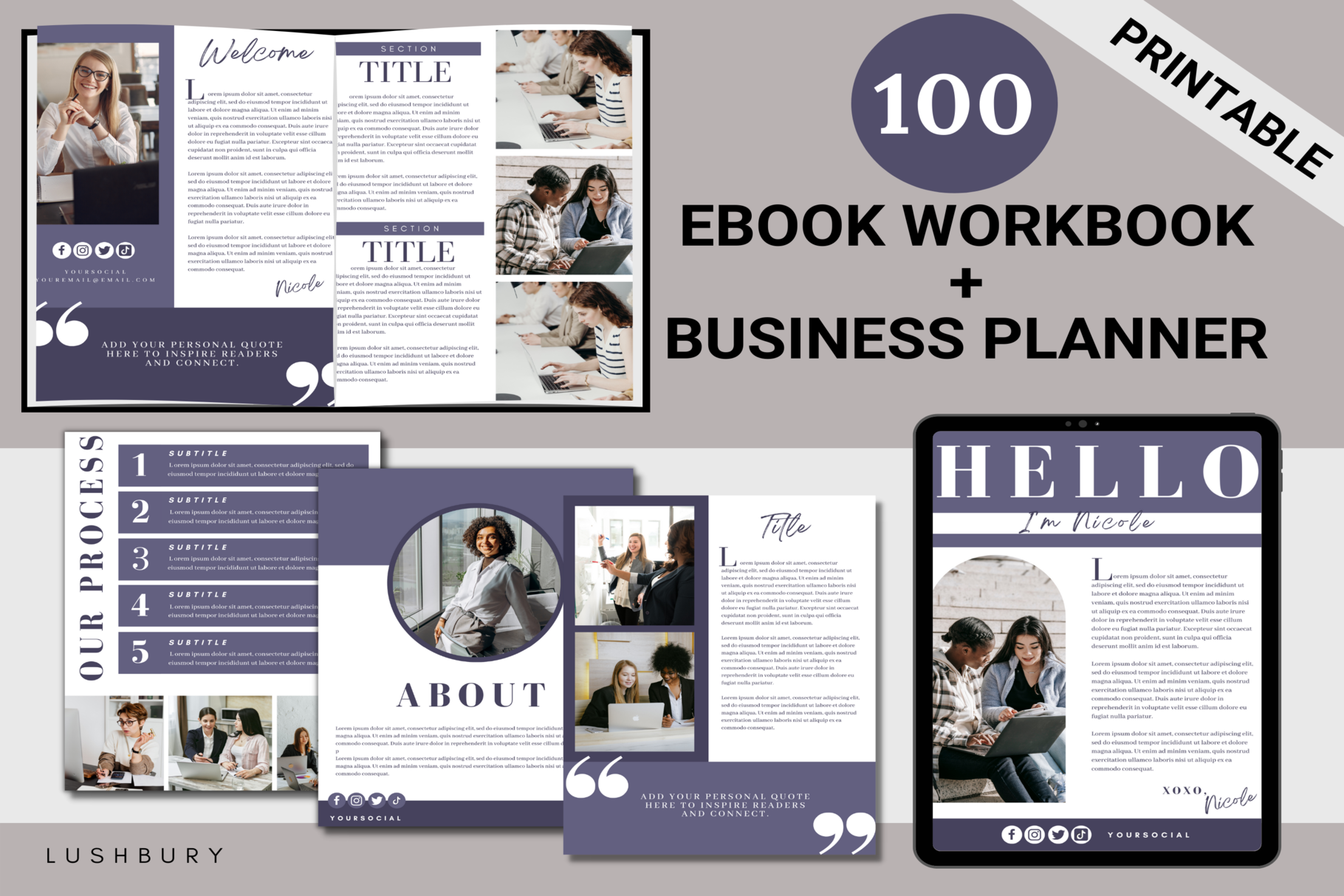 100 Ebook Workbook Template Canva, a Magazine Template by LushBury