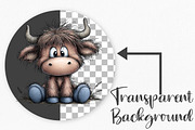 Watercolor Cute Highland Cow Clipart, an Illustration by Canvas Craft (Thumbnail 2 of 7)