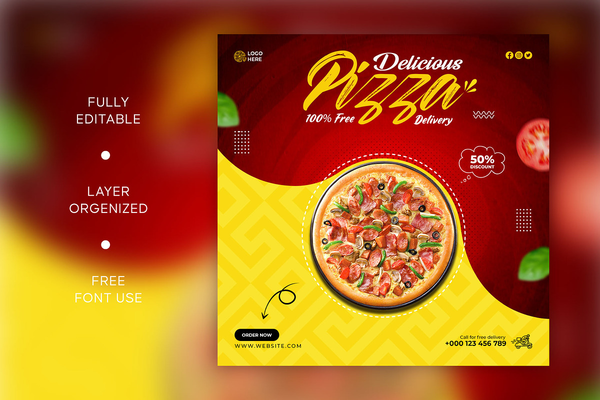 Food social media post template, a Social Media Template by Motaleb Hossain