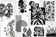 Black Abstract Botanical Wall Art, a Wallpaper Graphic by Helospace (Thumbnail 6 of 10)