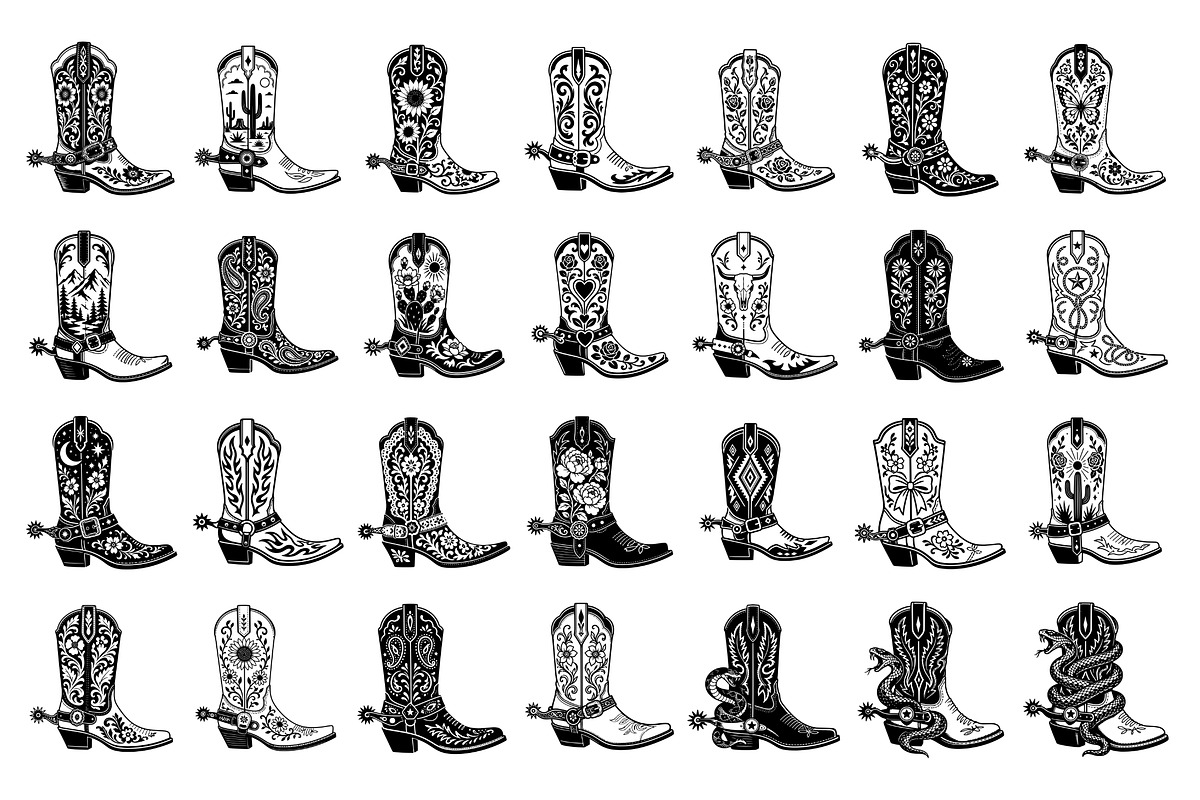 Cowboy Boots Western Graphics, an Object Illustration by DENIDigitalArtSudio (Photo 2 of 5)