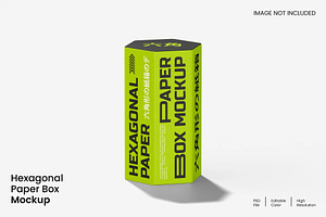 Hexagonal Paper Box Mockup, a Merchandise Mockup by renderstockmarket