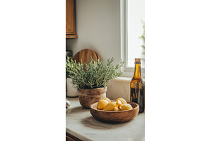 Lemons and herbs on counter, a Food & Drink Photo by Beautiful things