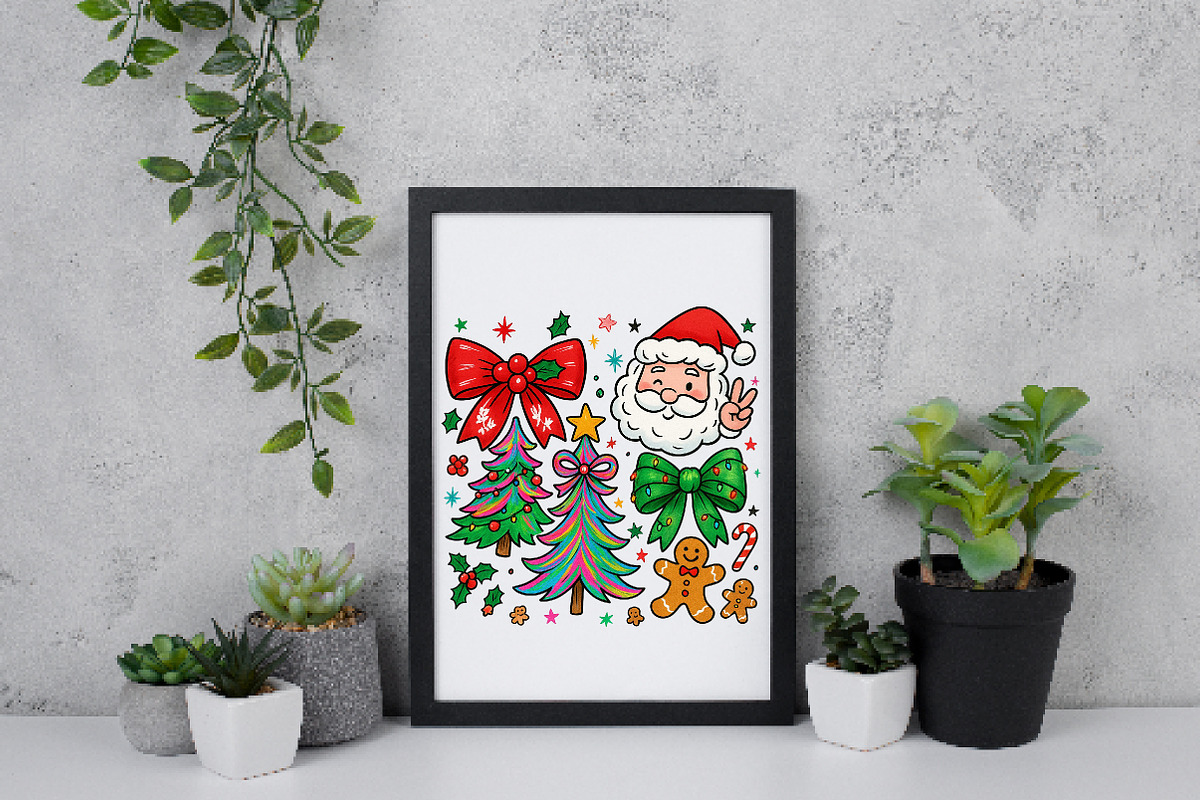 Preppy Santa Doodles Png, Christmas, an Illustration by Daily.Designs (Photo 5 of 5)