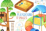 Watercolor Playground Clipart, an Education Illustration by DigitalArtsi (Thumbnail 1 of 3)