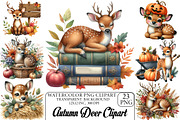 Watercolor Autumn Deer Clipart Bundl, an Illustration by DreamPrint404 (Thumbnail 1 of 6)
