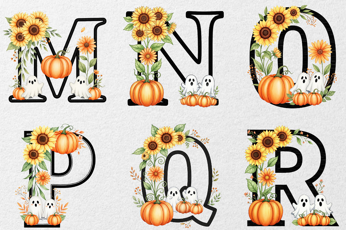 Floral Halloween Alphabet Letter, an Illustration by DreamCafeArt (Photo 4 of 6)