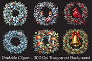 Festive Wreath Door Decor Clipart Se, an Illustration by RobertsArt (Thumbnail 3 of 7)