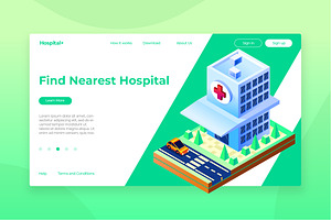 Hospital Isometric - Banner & Landin