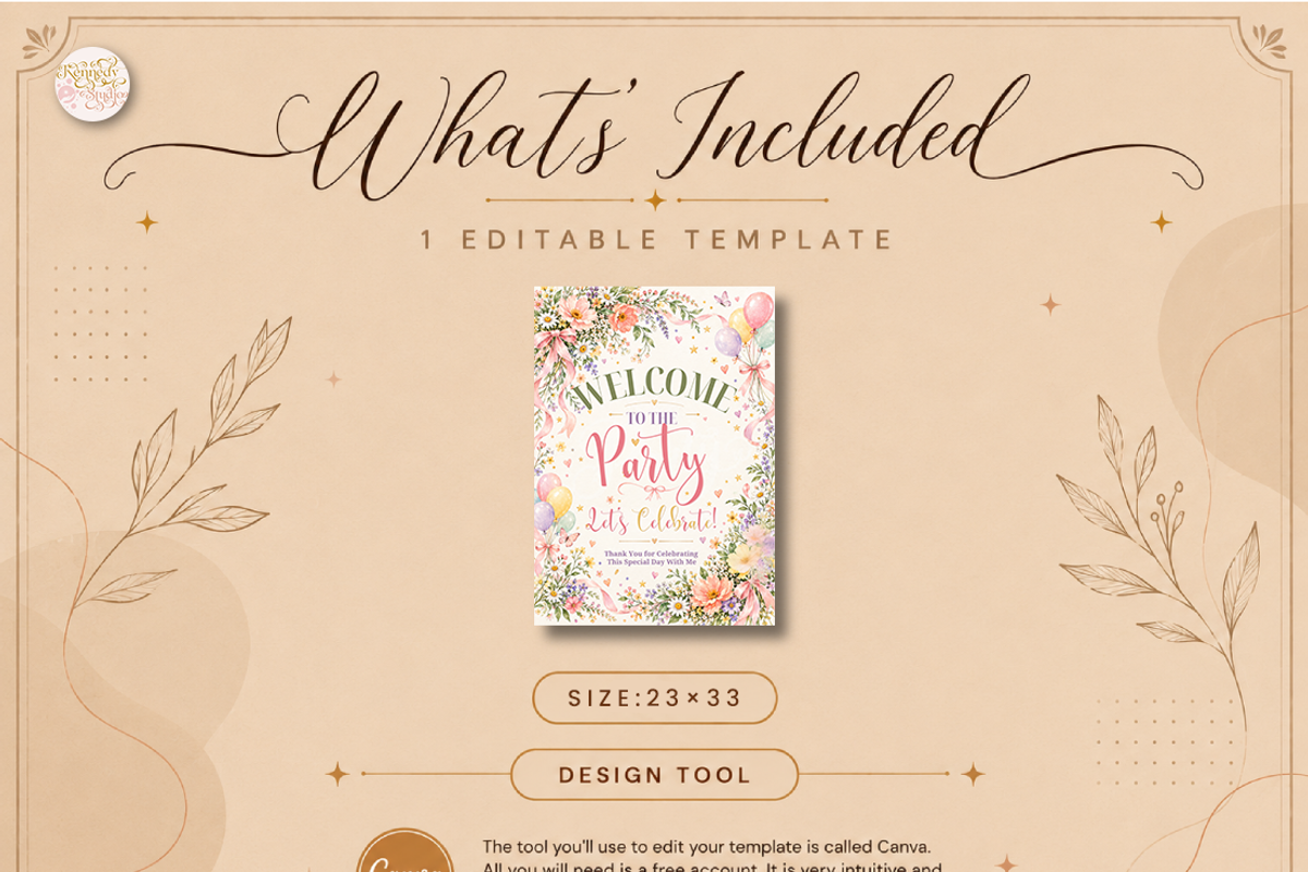 Birthday Welcome Sign Canva Template, a Marketing Template by KennedyStudio (Photo 6 of 6)