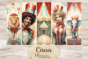 Circus Bookmarks Printable | Vintage, a Sport Illustration by GlamArtZhanna