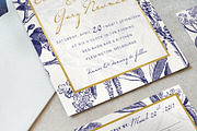 Gold & Navy Wedding Invitation Suite, an Invitation Template by BlueRobinDesignShop (Thumbnail 3 of 7)