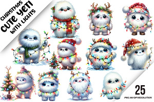 Christmas Cute Yeti Clipart, an Illustration by DreamArtGraphic