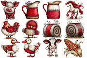 Watercolor Farm Clipart Bundle, a Seasonal Illustration by Designworld (Thumbnail 2 of 9)