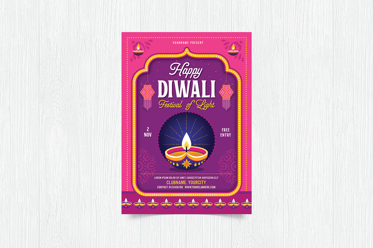 Diwali Festival / Happy Diwali, a Flyer Template by DesignWorkz