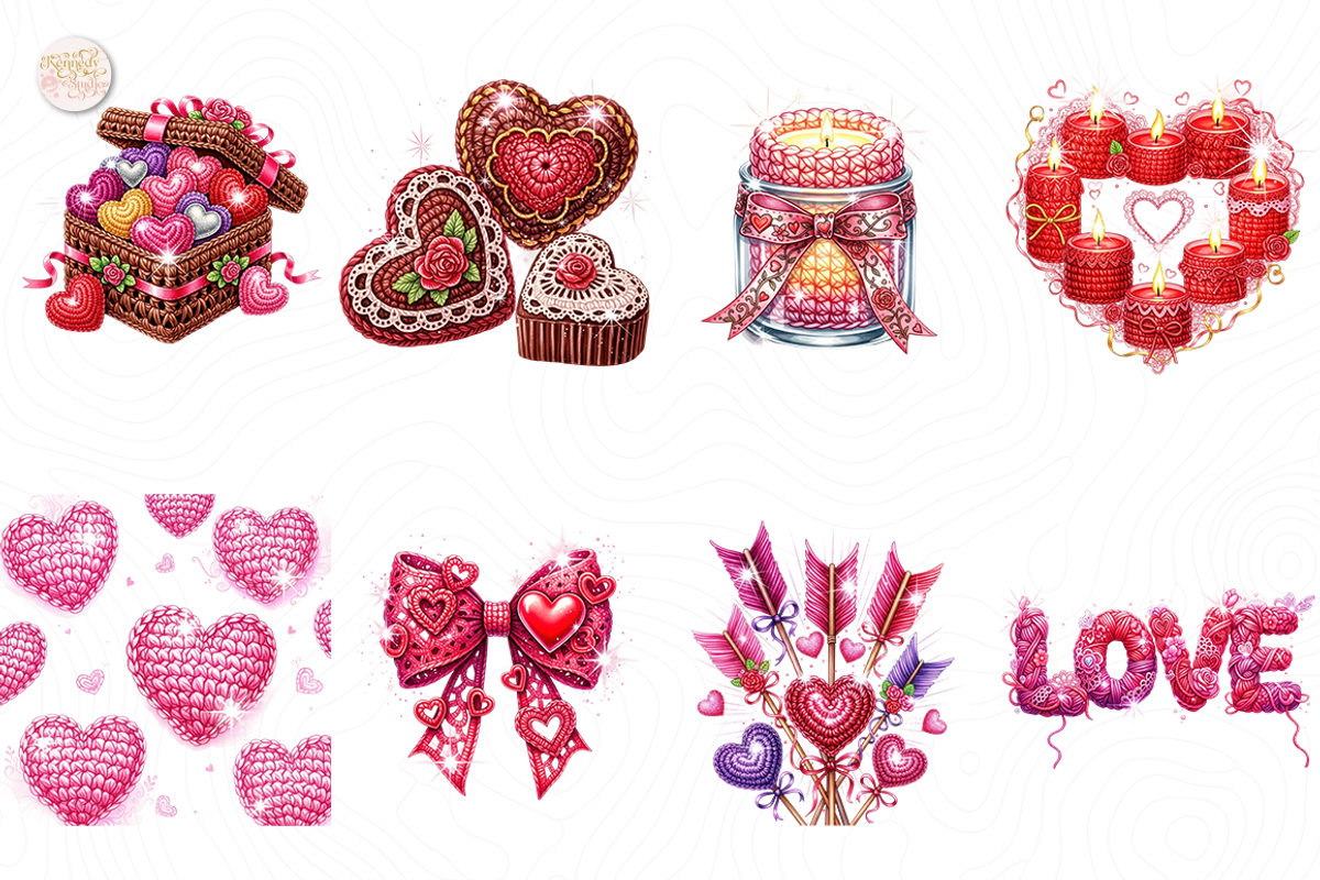 Crochet Valentine’s Day PNG Clipart, an Object Illustration by KennedyStudio (Photo 3 of 5)