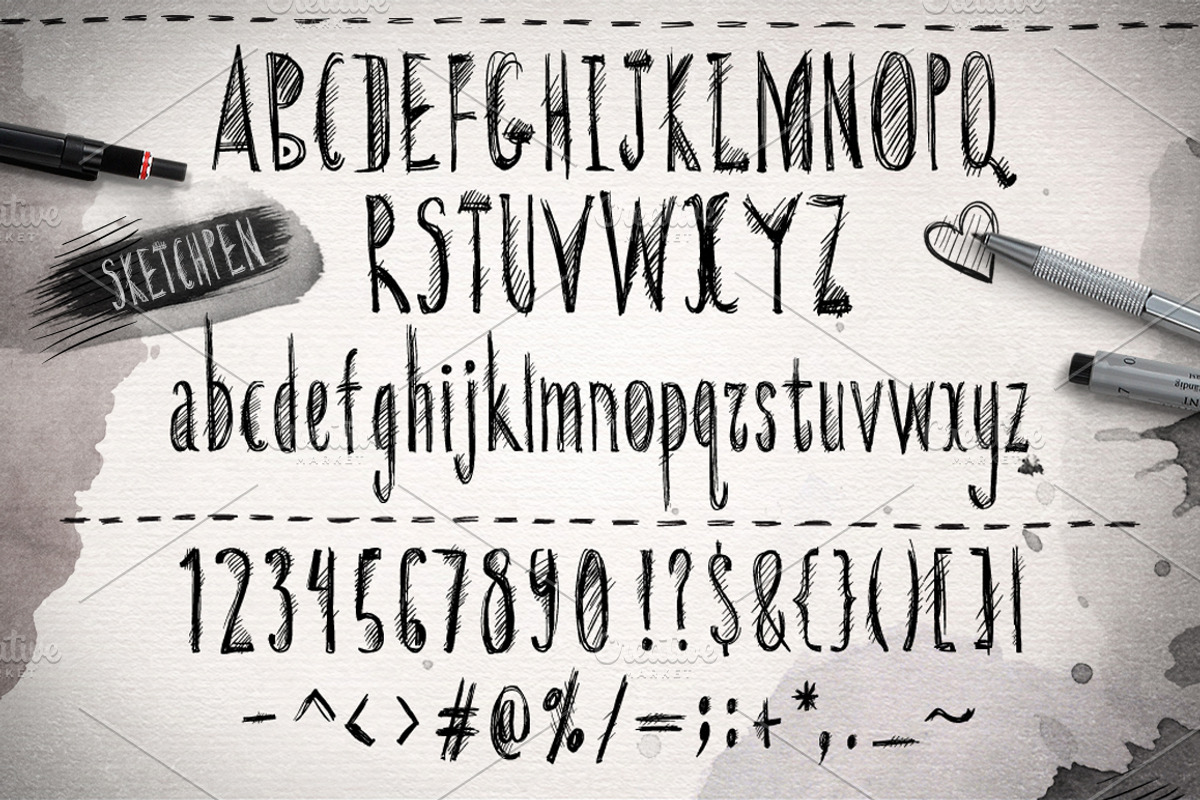 Sketchpen Typeface + Extras preview 2