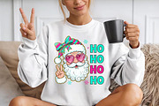 Ho Ho Ho pink and teal Santa and bow, a Seasonal Illustration by YA Design (Thumbnail 2 of 4)