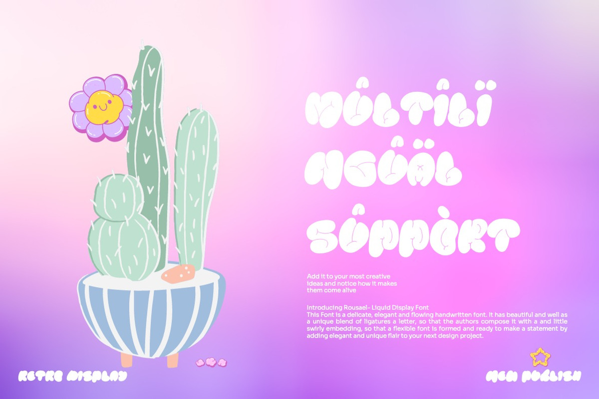 Rousael - Liquid Display Font, a Handwritten Font by Dhabee (Photo 8 of 14)