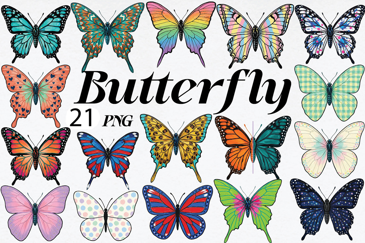 Butterfly Illustration PNG Bundle, a Seasonal Illustration by Daily.Designs (Photo 1 of 5)