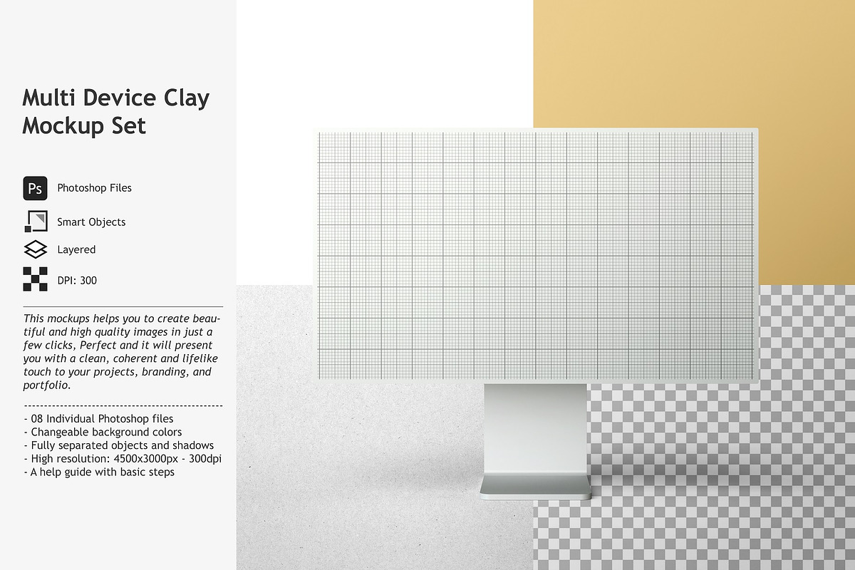 Multi Device Clay Mockup Set, a Print Template by Tahtagraphic (Photo 2 of 10)