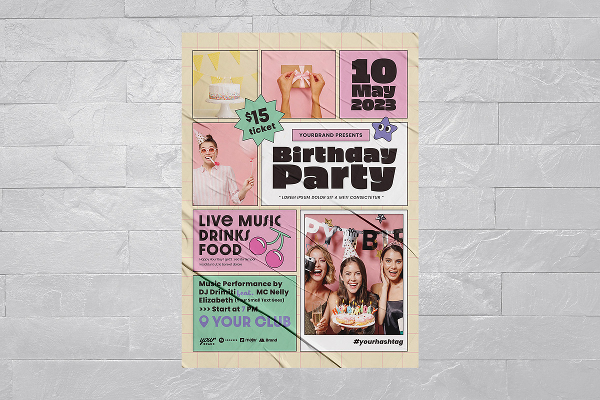 Y2K Birthday Party Flyer Templates, a Flyer Template by BrandPacks (Photo 4 of 4)